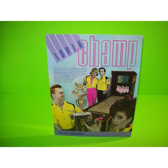 10 Pin Champ Arcade Flyer Original Shuffle Alley Vintage Retro Promo Art 1984 - Picture 4 of 4